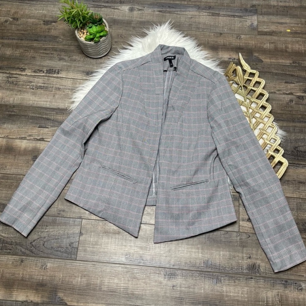 Torrid Plaid Open Front Blazer